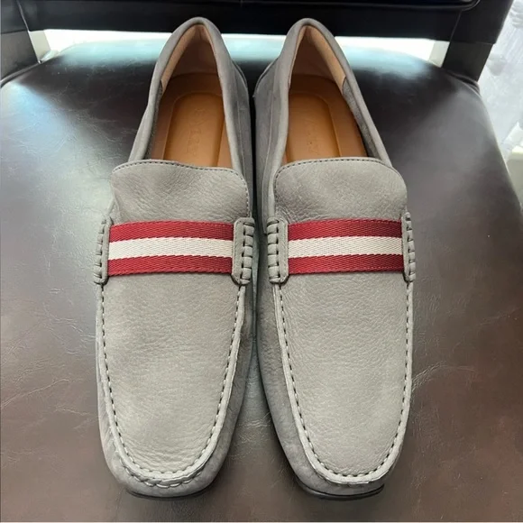 New! BALLY Logo Pearce Suede Leather Moccasin Driving Loafers - Picture 2 of 8
